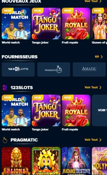 Machines à sous du casino X10NET — 123Slots, Pragmatic, Amatic